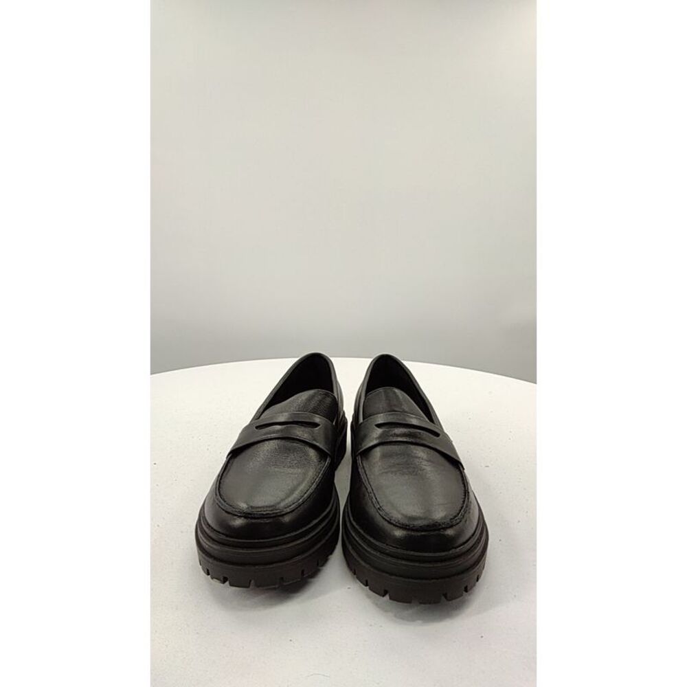 Quince Women Italian Leather Lug Sole Loafer Shoes Black 7.5